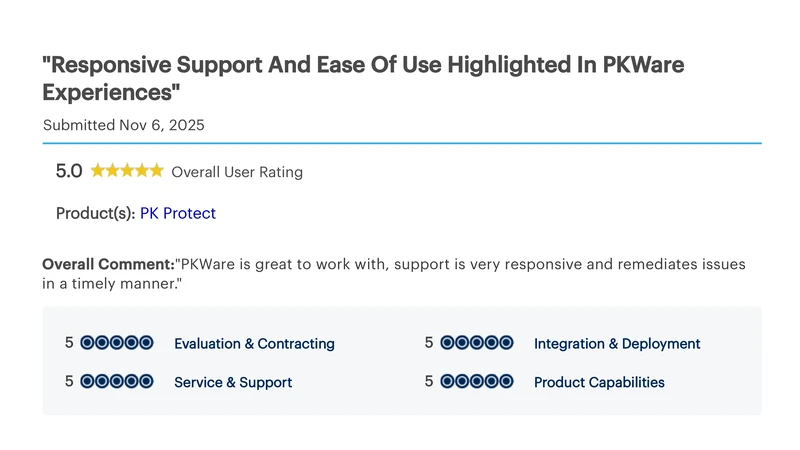 Gartner Peer Insights review of PK Protect, 5.0 out of 5, November 2025